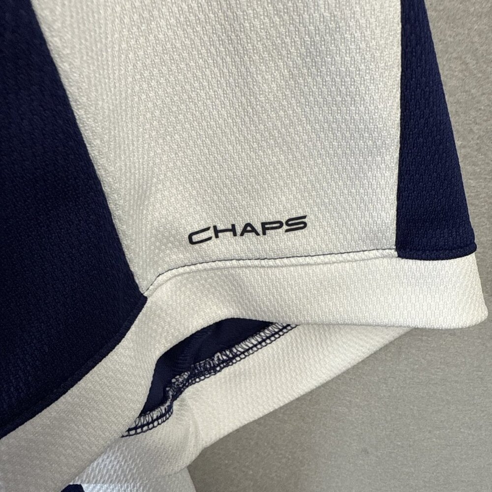 Chaps Golf Polo Shirt Mens XL /  TG White & Blue Two Tone Short Sleeves Slimming - Picture 3 of 9